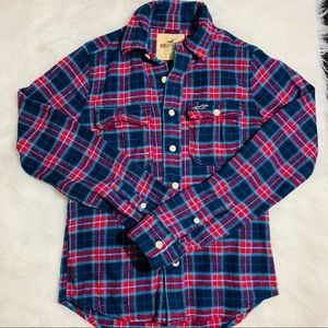 Hollister red, white and blue flannel .